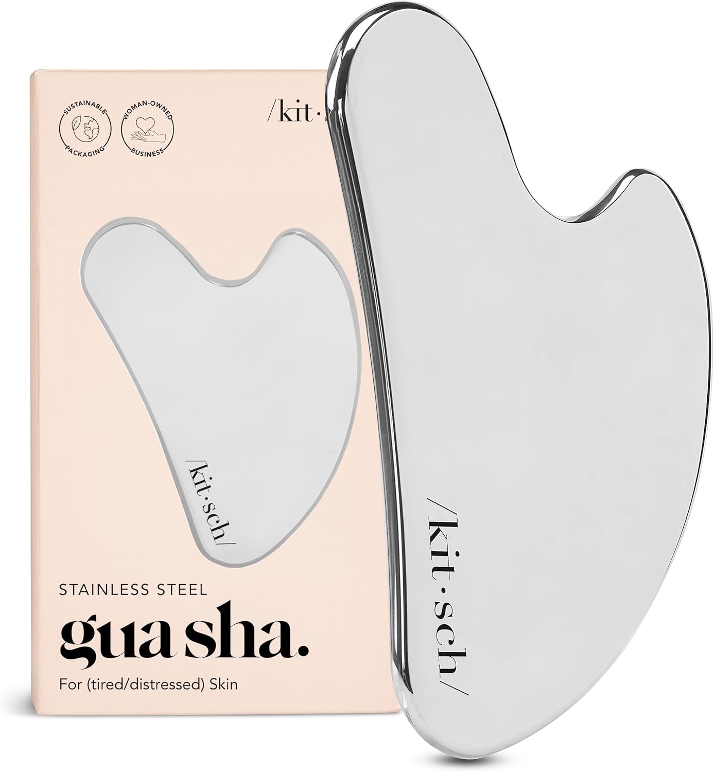 Stainless Steel Gua Sha Facial Tools - Guasha Tool for Face, Face Sculpting Tool, Jawline Shaper, Double Chin Reducer, Body Gua Sha Tools, Lymphatic Drainage Massager, Facial Skin Care - Silver