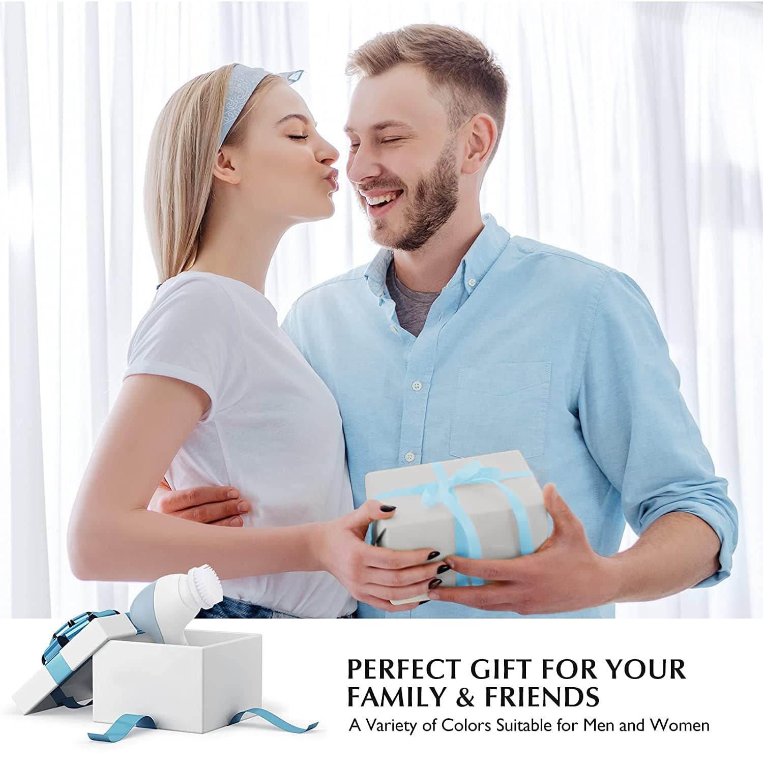 Facial Cleansing Brush Silicone Face Scrubber: 2 In1 FBS-D Electric Exfoliating Massage Device Waterproof Deep Cleaning Exfoliation Rotating Spa Machine - Electronic Skin Care Wash Clean System