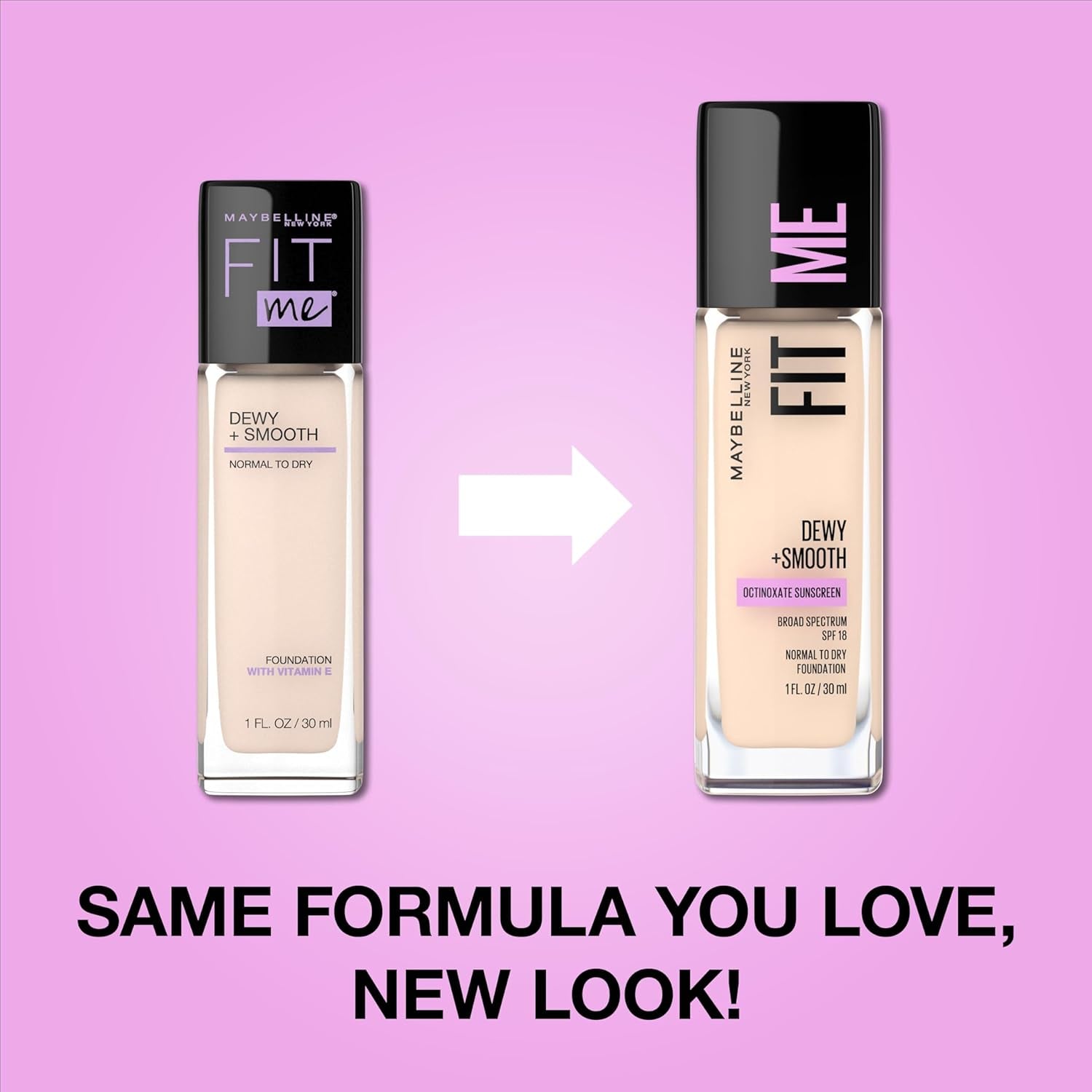 Fit Me Dewy + Smooth Liquid Foundation Makeup, Warm Nude, 1 Count (Packaging May Vary)