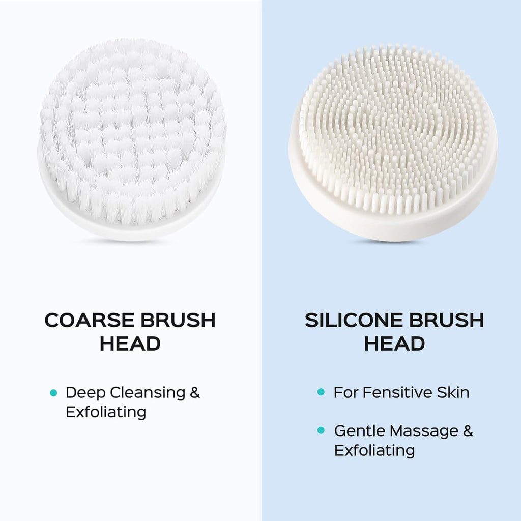 Facial Cleansing Brush Silicone Face Scrubber: 2 In1 FBS-D Electric Exfoliating Massage Device Waterproof Deep Cleaning Exfoliation Rotating Spa Machine - Electronic Skin Care Wash Clean System