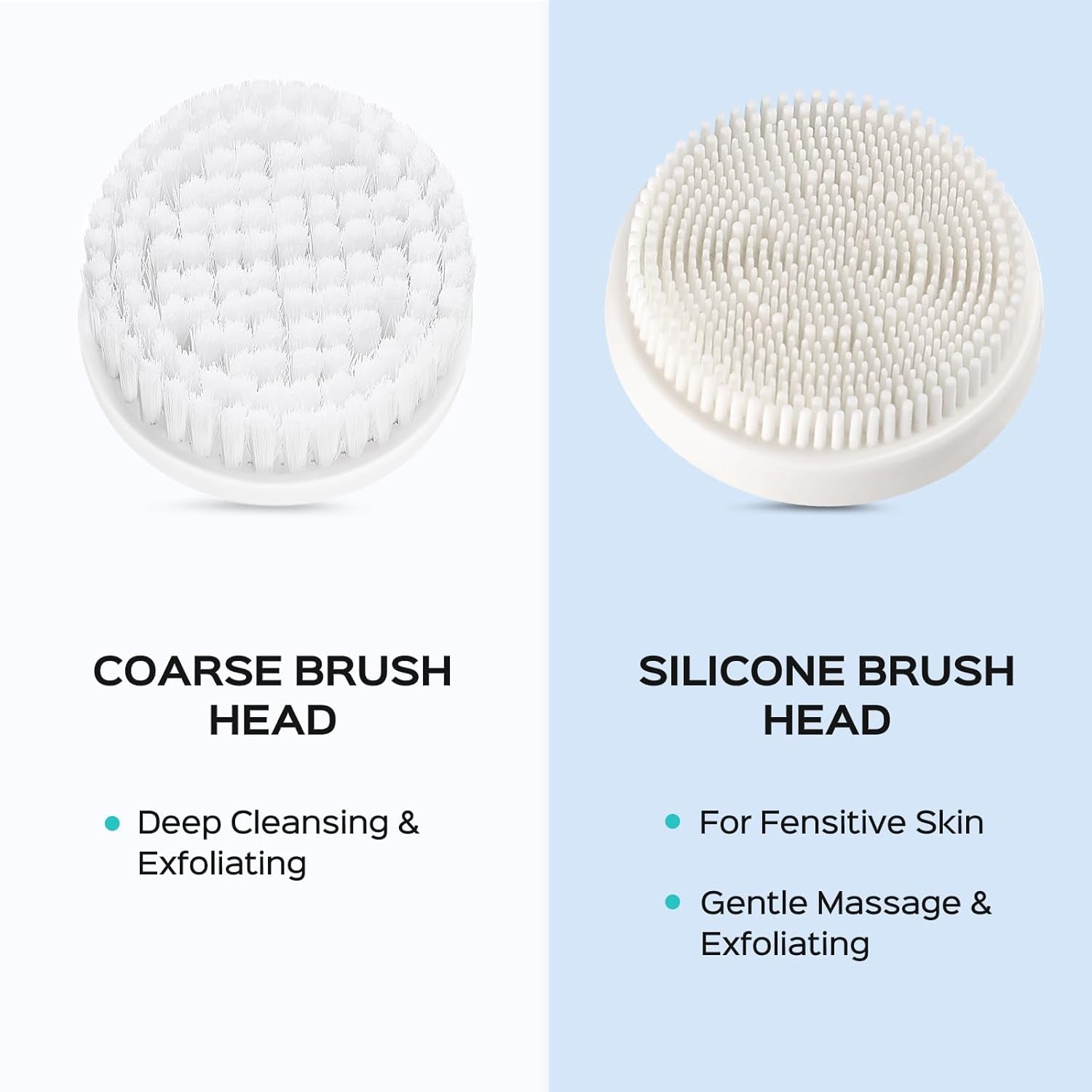 Facial Cleansing Brush Silicone Face Scrubber: 2 In1 FBS-D Electric Exfoliating Massage Device Waterproof Deep Cleaning Exfoliation Rotating Spa Machine - Electronic Skin Care Wash Clean System