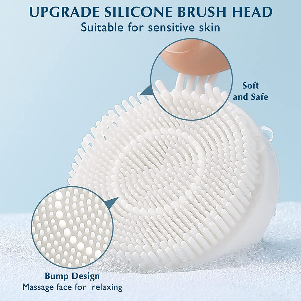Facial Cleansing Brush Silicone Face Scrubber: 2 In1 FBS-D Electric Exfoliating Massage Device Waterproof Deep Cleaning Exfoliation Rotating Spa Machine - Electronic Skin Care Wash Clean System