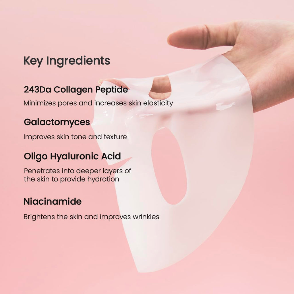 Bio-Collagen Real Deep Mask, Hydrating Overnight Hydrogel Mask, Pore Minimizing, Elasticity, Plumping Improvement, Korean Skincare, Stocking Stuffers for Teen Girls | 1.19Oz(34G) X 4Ea